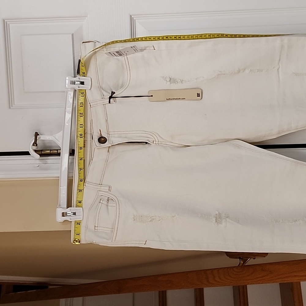 NWT Size 16 Kut from the Kloth Cream Brigitte Ankle Skinny Jeans - Distressed